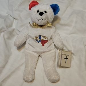 HOLY BEARS God bless texas beanie bear